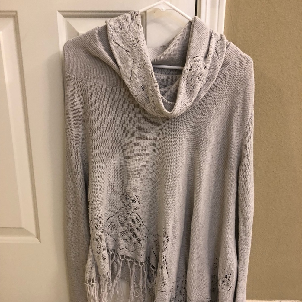 Free People Grey tunic Cowl neck Sweater Small